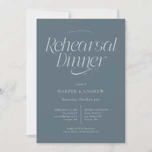 Invitación Cena de ensayo de boda minimalista azul pizarra