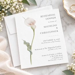Invitación Cena de ensayo de boda minimalista con lirio de ca