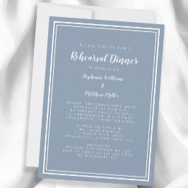 Invitación Cena de ensayo de boda minimalista en azul polvori