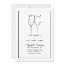 Cena de ensayo de boda minimalista en blanco y neg