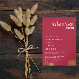 Invitación Cena de Ensayo de Boda Moderna de Color Rosa Magen
