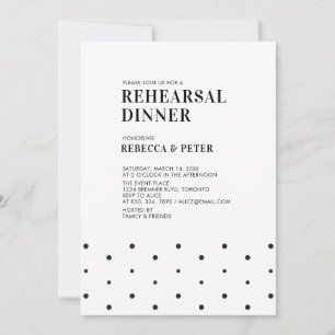 Invitación Cena de ensayo de boda moderna en negro y blanco