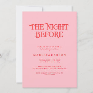 Invitación Cena de ensayo de boda moderna rosa y roja