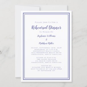 Invitación Cena de Ensayo de Boda Moderno Sencillo Peri Azul