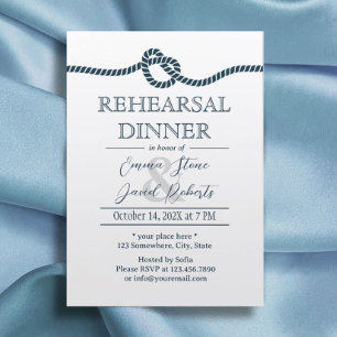Invitación Cena de Ensayo de Boda Náutica Atando el Nudo