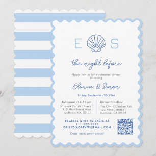 Invitación Cena de Ensayo de Boda Náutica con Monograma Moder