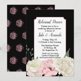 Invitación Cena de ensayo de boda negra chic