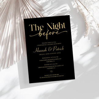 Invitación Cena de ensayo de Boda negro