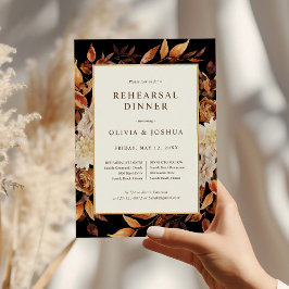 Invitación Cena de ensayo de Boda negro otoño