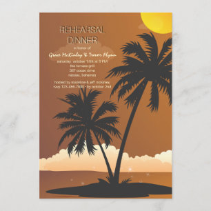 Invitación Cena de ensayo de Boda nocturno tropical