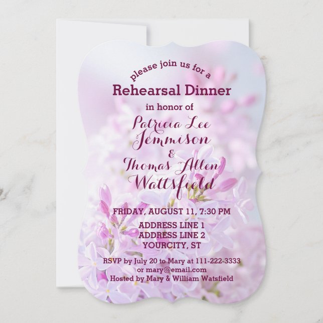 Invitación Cena de ensayo de boda personalizable (Anverso)