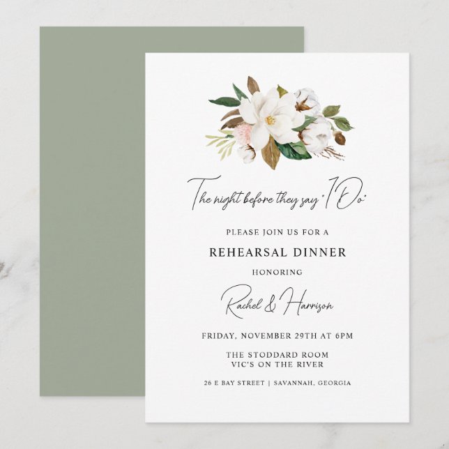 Invitación Cena de ensayo de boda personalizada (Anverso / Reverso)
