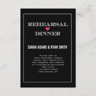 Invitación Cena de ensayo de Boda rojo negro invita