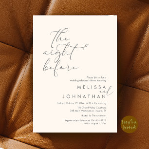 Invitación Cena de Ensayo de Boda Romántica la Noche Anterior