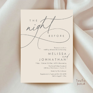 Invitación Cena de Ensayo de Boda Romántica la Noche Antes
