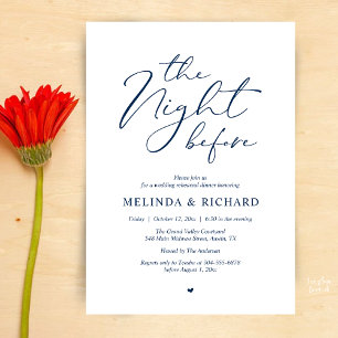 Invitación Cena de Ensayo de Boda Romántica la Noche Antes