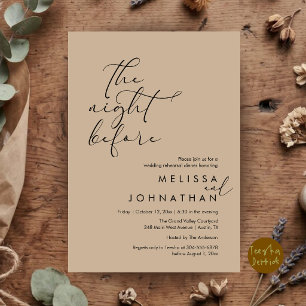 Invitación Cena de Ensayo de Boda Romántica la Noche Antes