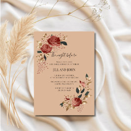 Invitación Cena de ensayo de boda Rosa Borgoña Otoño 