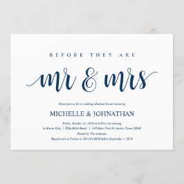 Invitación Cena de ensayo de Boda ruso, azul marino