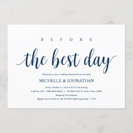 Invitación Cena de ensayo de Boda ruso, azul marino