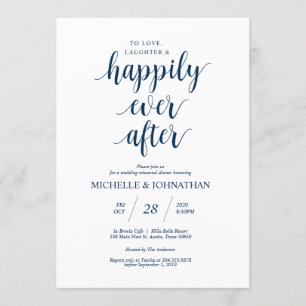 Invitación Cena de ensayo de Boda ruso, azul marino
