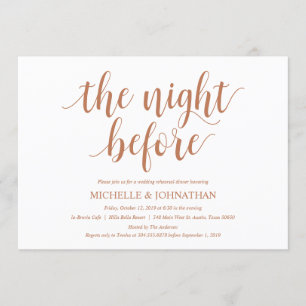 Invitación Cena de ensayo de Boda ruso, color cobre
