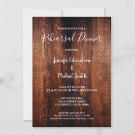 Invitación Cena de ensayo de boda rústica de madera de graner