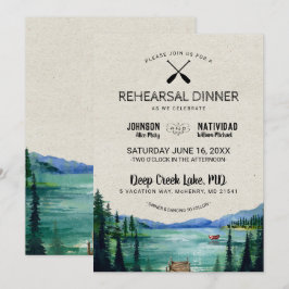 Invitación Cena de ensayo de boda rústica junto al lago