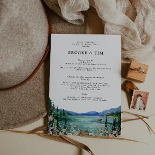 Invitación Cena de ensayo de boda rústica junto al lago