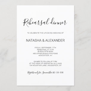Invitación Cena de ensayo de boda rústica Natasha con caligra