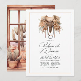 Invitación Cena de Ensayo de Boda Rústica Occidental