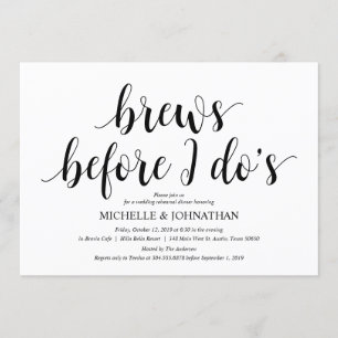 Invitación Cena de ensayo de Boda rústico, negro y blanco