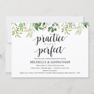 Invitación Cena de ensayo de Boda rústico verde invita