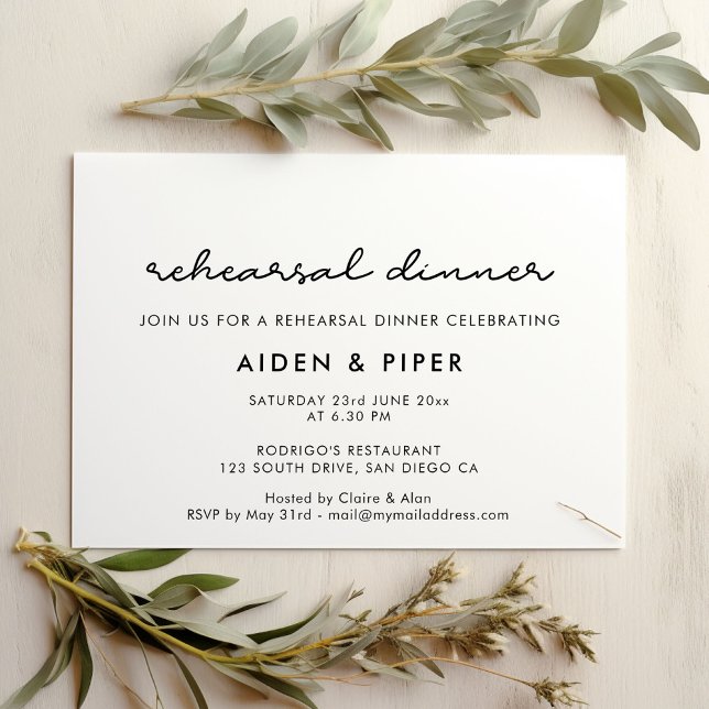 Invitación Cena de ensayo de boda sencilla (Subido por el creador)