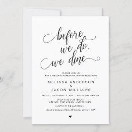 Invitación Cena de ensayo de boda, Simple Elegante Negro,