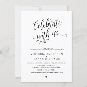 Invitación Cena de Ensayo de Boda, Simple Elegante Negro,