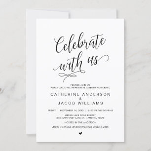 Invitación Cena de Ensayo de Boda, Simple y Elegante Negro,