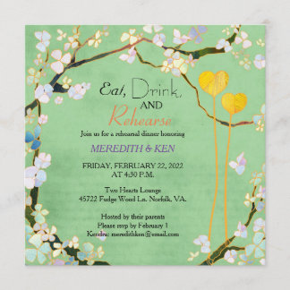 Invitación Cena de ensayo de Boda verde de Pistachio