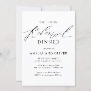 Invitación Cena de Ensayo de Bodas con Guion Minimalista Mode
