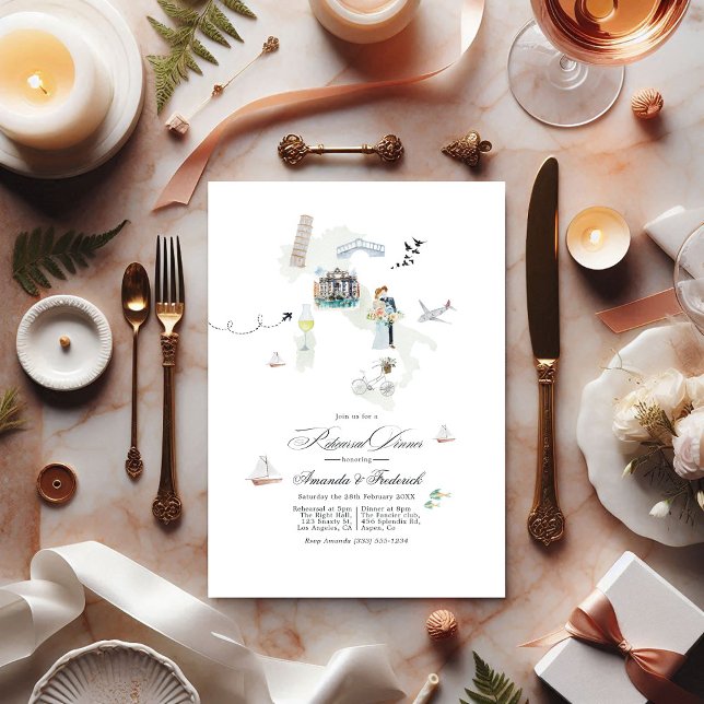 Invitación Cena de ensayo de bodas de destino en Italia (Italy Destination Wedding Rehearsal Dinner Invitation)