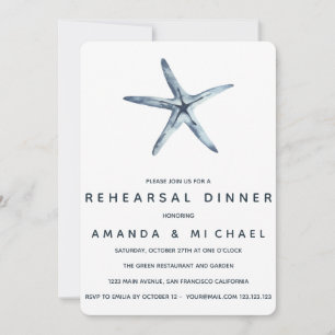 Invitación Cena de ensayo de Bodas de estepas azules