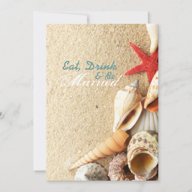 Invitación cena de ensayo de bodas en la playa de conchas ele (Anverso)