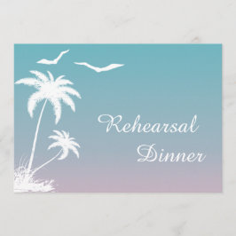 Invitación Cena de ensayo de bodas en playa tropical con palm