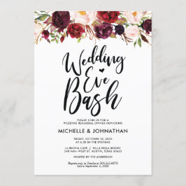 Invitación Cena de ensayo de Bodas florales de Borgoña invita