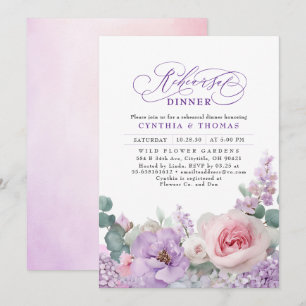 Invitación Cena de ensayo de Boho buho bucal rosa púrpura bot