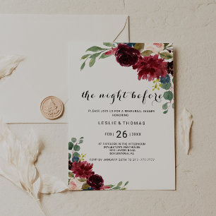 Invitación Cena de ensayo de Borgoña deslumbrante y ruidosa d