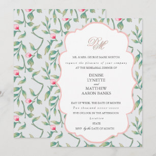 Invitación Cena de ensayo de Brisa Tropical y Rosa Telaraña