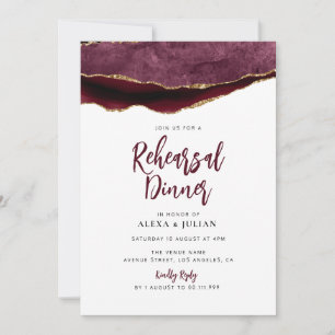 Invitación cena de ensayo de burdeos y oro