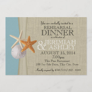 Invitación Cena de ensayo de Burlap y Starfish