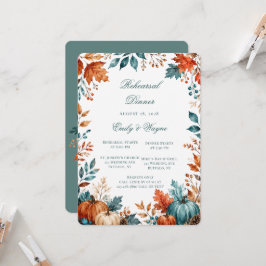 Invitación Cena de ensayo de calabaza elegante de óxido y azu